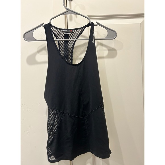 Reebok Women's XS Black Workout Tank Top Racerback Mesh Accents Athleisure - Picture 1 of 5